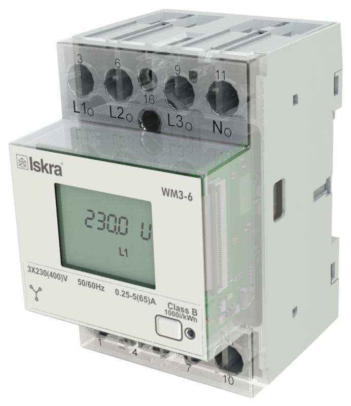 WM3-6 230DB, kWh Sub Meter, 230/400VAC +20/-15%, Three or Single Phase, 65 Amp Direct Connect, Bidirectional Counter, RS485 & IR Comms, DIN Rail Mount-kWh Meter-Iskra Doo-Fastron Electronics Store