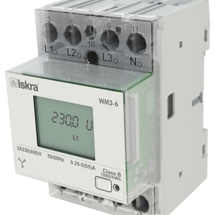 WM3-6 230PB, kWh Sub Meter, 230/400VAC +20/-15%, Three or Single Phase, 65 Amp Direct Connect, Bidirectional Counter, Pulse Output & IR Comms, DIN Rail Mount-kWh Meter-Iskra Doo-Fastron Electronics Store