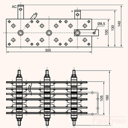 WST0001, Welding Diode Stack 150 Amp, 3 Phase, 100 x 375mm Approx-Welding Diode Stack-Fastron Electronics-Fastron Electronics Store