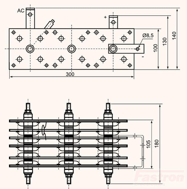 WST0001, Welding Diode Stack 150 Amp, 3 Phase, 100 x 375mm Approx-Welding Diode Stack-Fastron Electronics-Fastron Electronics Store