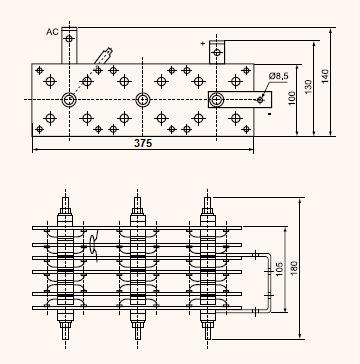 WST0004A, Welding Diode Stack 150 Amp, 3 Phase, 375 x 120 x 180mm Approx (Large mounting size)-Welding Diode Stack-Fastron Electronics-Fastron Electronics Store