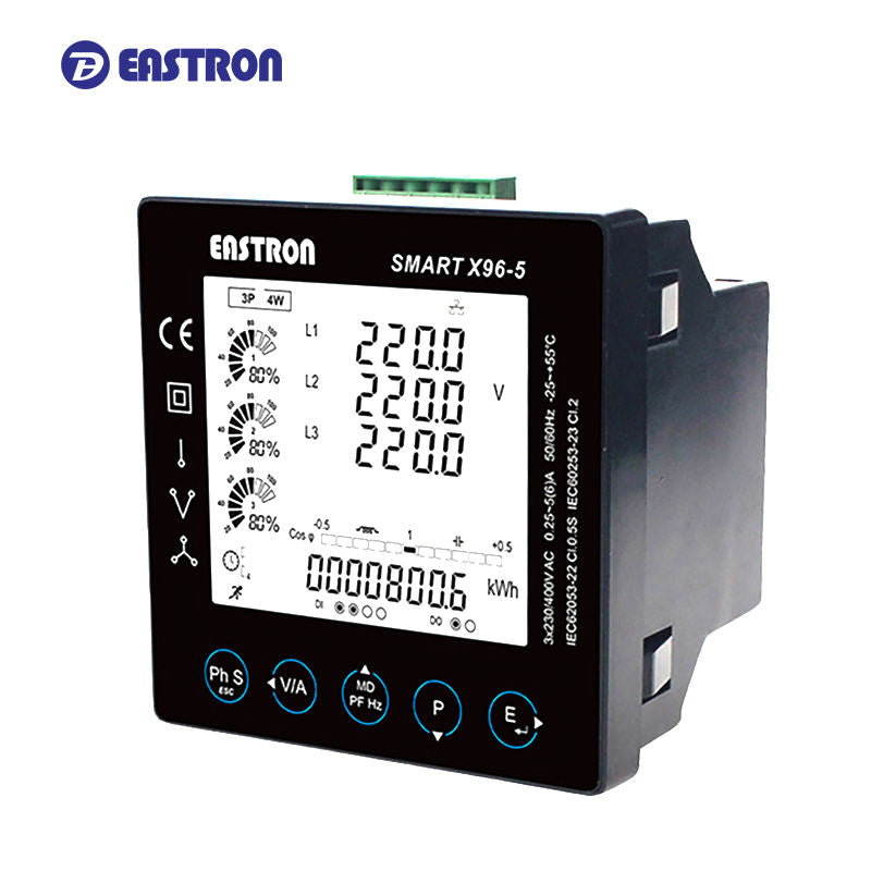 Smart X96-5-MID, Panel Mount Multifuction Meter, Class 1, 173-480VAC, 30 Parameter, 2 x Digital Pulse/Alarm Outputs, Modbus RTU RS485 Comms, Self Powered, MID Approved