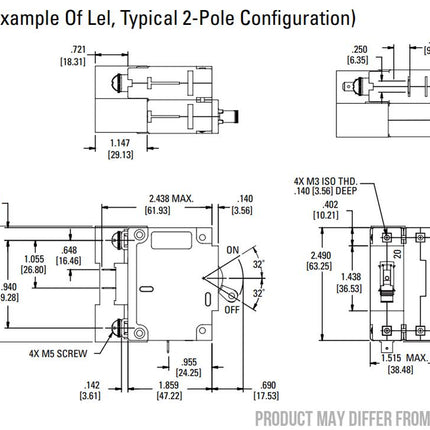 PGFM-211-B-A1, GFCI Lineguard Ground Fault Protection Relay for Single or Split Phase Systems, 5mA Detection, 50 Amp Max Ipn, 240VAC Supply, Panel Mount, Auto Reset, Note: Requires Suitable Air Pax Breaker