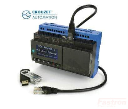 88981133 em4 Ethernet Glossy Black Crouzet em4 Glossy Black Nano PLC, 16 x Inputs, 2 (PWM), 8 (Relay) Outputs, 24 V ac/dc