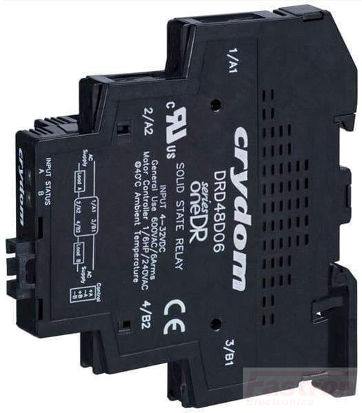 DR48D12, Solid State Relay, 4-32VDC control, 12 Amp 600V AC Output, Slimline, LED status Indicator
