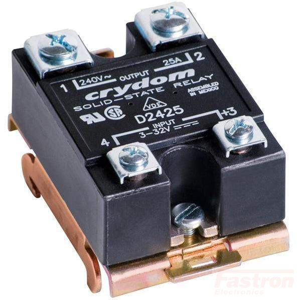 HS501DR + A2425, Panel or Din Rail Mount Solid State Relay, 90-280VAC Control Input, LED Status, 24-280VAC Output, 9 Amps