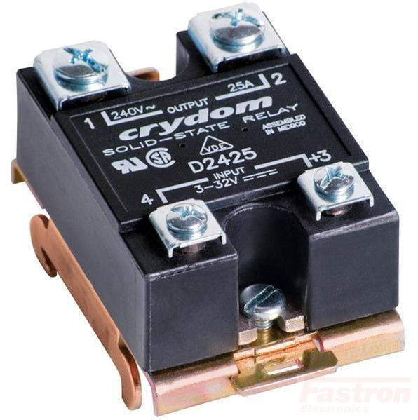 HS501DR + D2425T, Panel or Din Rail Mount Solid State Relay, 3-32VDC Control Input, LED Status, 24-280VAC Output, 9 Amps