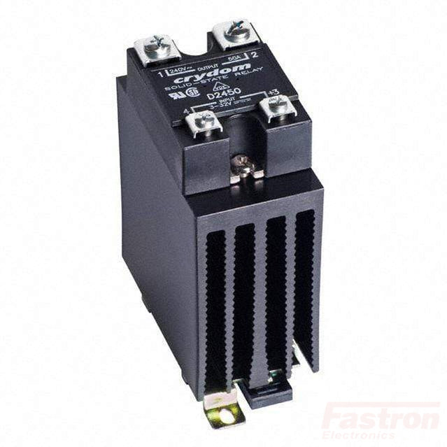 Crydom - Sensata Solid State Relay Heatsink Assembly DC Load HS201DR + D1D80, Din Rail Mount DC Solid State Relay, with Heatsink 3-32VDC control, 45A @ 40 Deg C, 100VDC Load FE-D1D80 + HS201DR