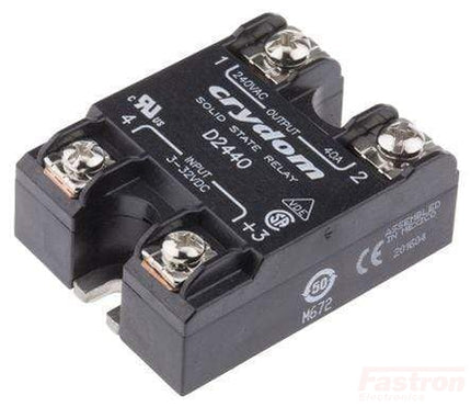 D2440-10, Solid State Relay, Single Phase 3-32VDC Control, 40A, 24-280VAC Load, Random Crossing