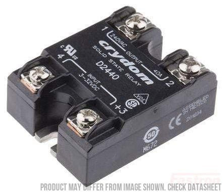Crydom - Sensata SSR AC Load D2450, Solid State Relay, Single Phase 3-32VDC Control, 50A, 24-280VAC Load FE-D2450
