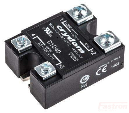 D1D40, Solid State Relay, DC 3-32VDC control, 40A, 100VDC Load