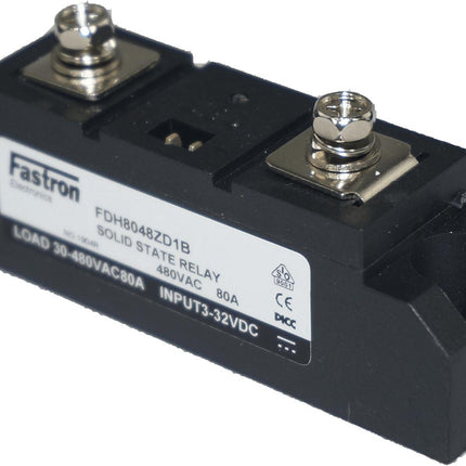 Fastron Electronics SSR AC Load FDH8048ZD1B, Solid State Relay, 480VAC, 80 Amp, 3-32VDC Control, Zero Crossing, Panel Mount Power Module Style for 80mm rails FE-FDH8048ZD1B