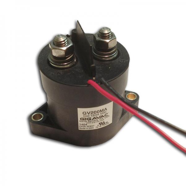 GV200MAB-1, Contactor SPST-NO, 500+ AMP, 12-800VDC, 12/24VDC PWM Coil, 38cm Flying leads, SPST-NO Auxiliary Contact, IP67