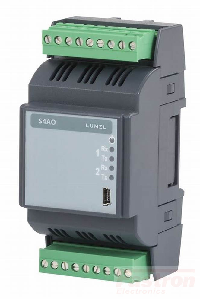 S4AO-1200E0, Module of 4 analog outputs, RS485 Modbus, 24VDC