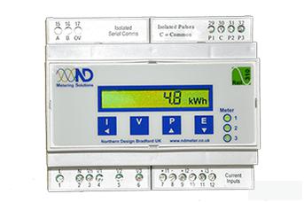 Northern Design Electronics Ltd kWh Meter Rail310-M2, Din Rail Mount kWh Meter 240V,Class 1, 5Amp input, 3 X Single Phase Measurement, 3 x Pulse output FE-Rail310-M2