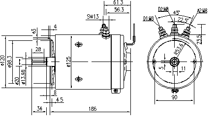 11.216.506 AMK4656 MAHLE - Letrika Unidirectional 24VDC Motor, 3kW, 2600rpm