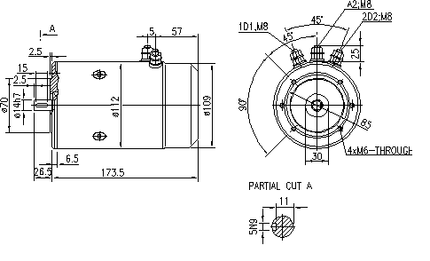 11.216.703 AMJ4542 MAHLE - Letrika Bidirectional 12VDC Motor, 1.5kW, 2250rpm
