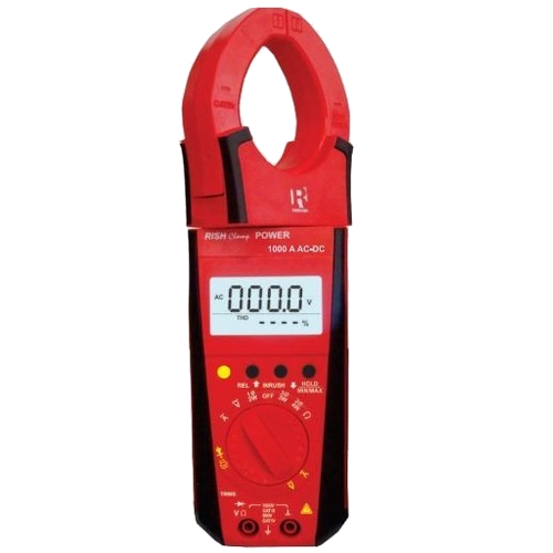 Rish Clamp 1000A AC/DC, 1000Amp AC/DC Clamp-On Power Multi Meter with Rotating Jaw, TRUE RMS MEASUREMENT