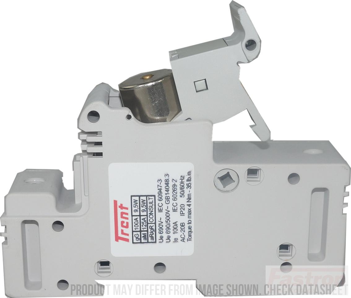NBR-FR22GR69V90T + RT18-125L Series 90 Amp 690V Semiconductor I²t gR Fuse & DIn Rail Fuse Holder Cartridge Style-gR Semiconductor Fuse Quick Release-Trent-Fastron Electronics Store