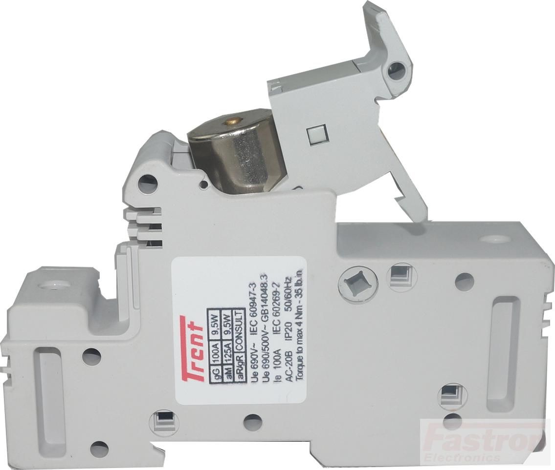 NBR-FR22GR69V125T + RT18-125L Series 125 Amp 690V Semiconductor I²t gR Fuse & DIn Rail Fuse Holder Cartridge Style-gR Semiconductor Fuse Quick Release-Trent-Fastron Electronics Store