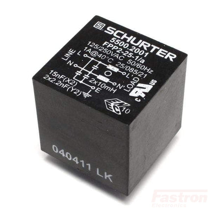 5500.2001, EMC (RFI) Line Filter, PCB Mount, FPP2.25.1/A, 250VAC, 1 Amp