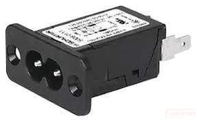 5008.0006, IEC Appliance Inlet C8 with 1 Stage EMC (RFI) Line Filter, Front Side Mounting, Screw On