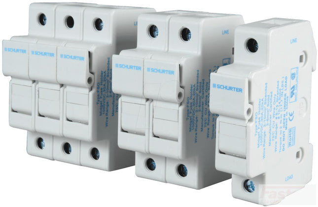 0091.0001, FSO DIN Rail Mount Fuse Holder Single Pole for 10.3 x 38mm, 1000VDC Solar PV Fuse (ASO Series)