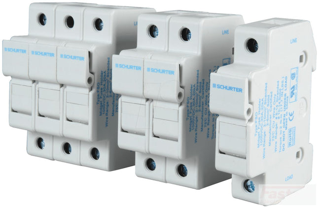 Schurter Solar Fuse 0091.0003, FSO DIN Rail Mount Fuse Holder 3 Pole for 1000VDC Solar PV Fuse (ASO Series) FE-0091.0003