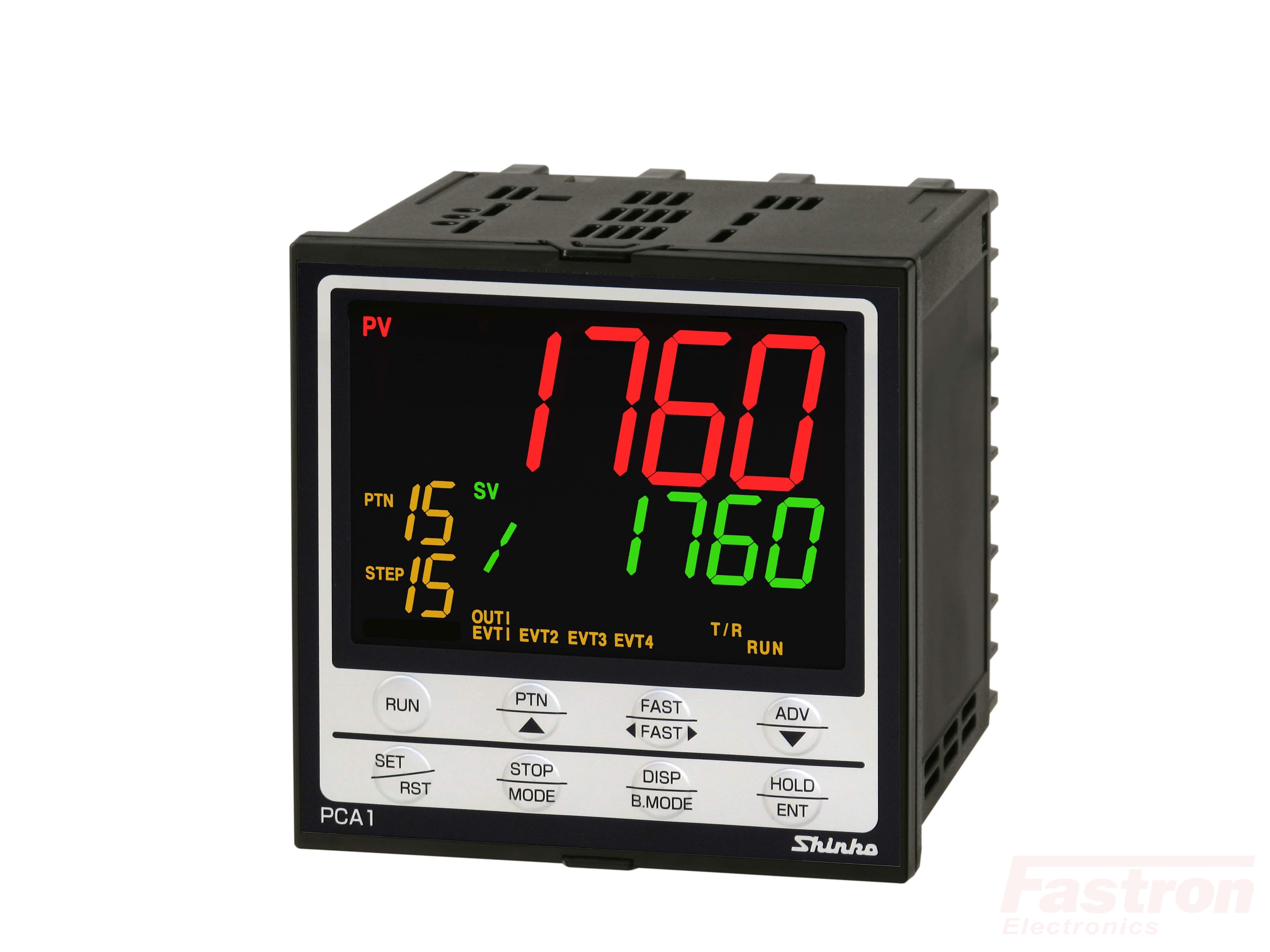 PCA1R10010 Temperature Pattern Controller, 96x96mm, 24VAC/DC, Relay output, Retransmission, 16 steps, 16 patterns